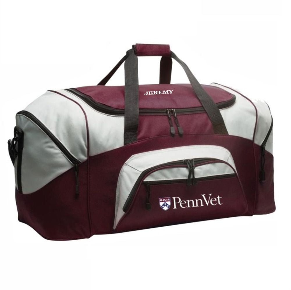 Colorblock Duffle - Maroon/Grey