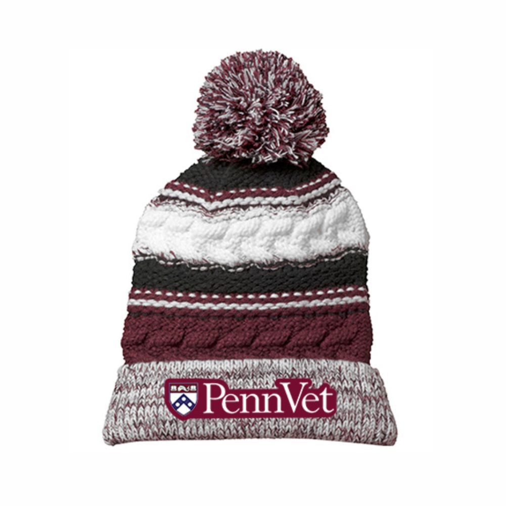 Sideline Pom Pom Beanie - Maroon/Black/White